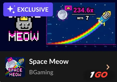 Space Meow — эксклюзивная crash-игра BGaming для 1GO Casino