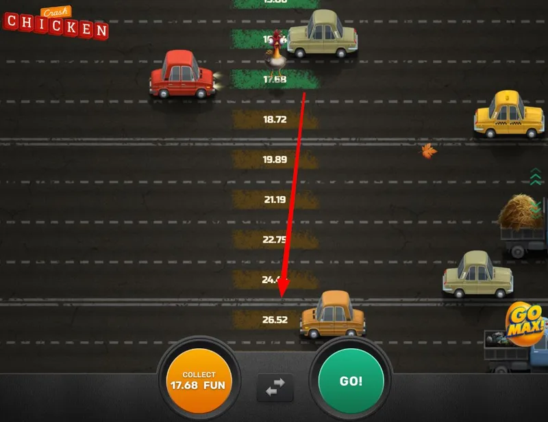 Crash Chicken в 1win — курица переходит дорогу, множители растут с каждой полосой